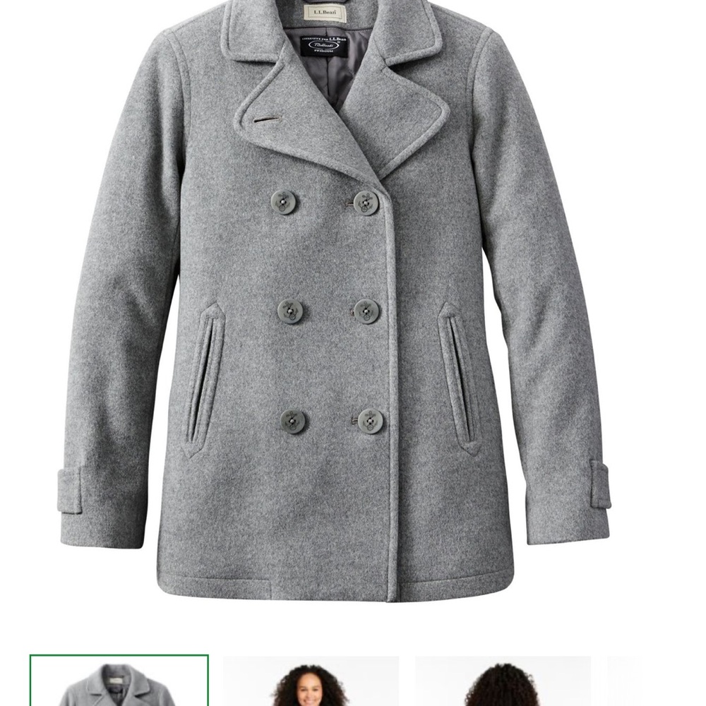 L.L. Bean Gray Wool Peacoat Timeless Style - Picture 2 of 5
